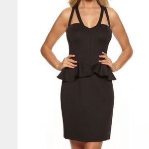 GUESS Victoria Cutout Peplum Little Black Dress